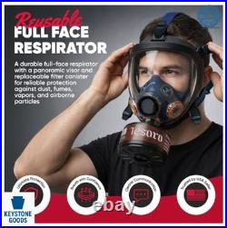 Full Face Respirator Anti-Fog 40mm Gas Filter Canister Vapor Particulate Air
