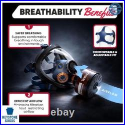 Full Face Respirator Anti-Fog 40mm Gas Filter Canister Vapor Particulate Air