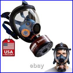 Full Face Respirator Mask 40mm Activated Charcoal Filter Anti-Fog Airtight Seal