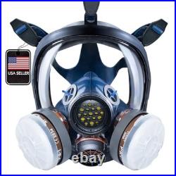 Full Face Respirator Mask Bayonet Compatible Cartridges Anti-Fog Lens Silicone