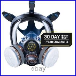 Full Face Respirator Mask Bayonet Compatible Cartridges Anti-Fog Lens Silicone