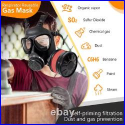 Full Face Respirator Mask, Gas Mask with 40Mm Activated Carbon Filter for Spray