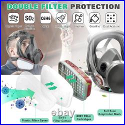 Full Face Respirator Mask Gas Mask with Filters for Chemical, Paint Vapors, Ga