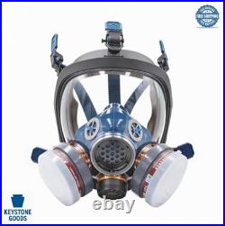 Full Face Respirator Mask Reusable Adjustable Strap Anti Fog Lens Carbon Filter
