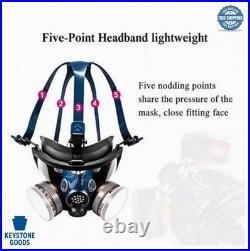 Full Face Respirator Mask Reusable Adjustable Strap Anti Fog Lens Carbon Filter