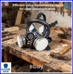 Full Face Respirator Mask Reusable Adjustable Strap Anti Fog Lens Carbon Filter