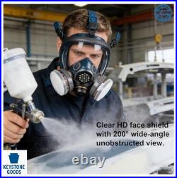 Full Face Respirator Mask Reusable Adjustable Strap Anti Fog Lens Carbon Filter