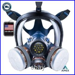Full Face Respirator Reusable Silicone 6 Point Harness Anti Fog Lens Speaking