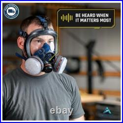 Full Face Respirator Reusable Silicone 6 Point Harness Anti Fog Lens Speaking