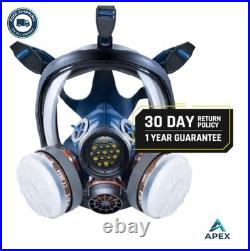 Full Face Respirator Reusable Silicone 6 Point Harness Anti Fog Lens Speaking