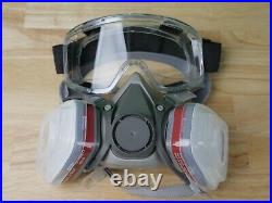 Full Face Tear Gas Mask W Face Shield Goggles P-A-1 Dual Filter Respirator