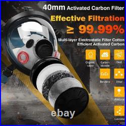 Gas Mask, Full Face Gas Masks Survival Nuclear with 40mm Activated Carbon Filter