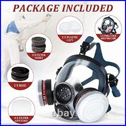 Gas Mask Full Face Respirator Mask with Dual Active Carbon Filters for Painti
