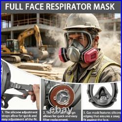 Gas Mask Full Face Respirator Mask with Filters Reusable Paint Mask Dust Mask