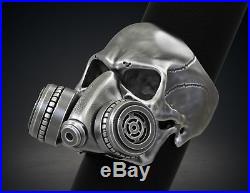 Gothic Gas Mask Respirator SKULL Men's Biker Ring Oxidized 925 Sterling Silver