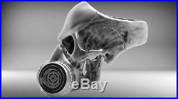Gothic Gas Mask Respirator Skull Mens Biker Ring In Oxidized Silver Sterling 925