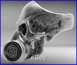 Gothic Gas Mask Respirator Skull Mens Biker Ring oxidized In 925 Sterling silver