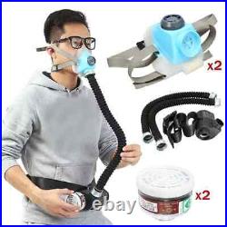 Half Face Mask Pump Electric Constant Flow Air Supplied Fed Respirator 2 Pipe