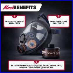 Heavy-Duty Full Face Respirator with Anti-Fog & 40mm Gas Filter Compatibility