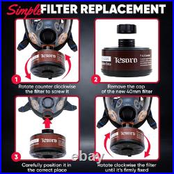 Heavy-Duty Full Face Respirator with Anti-Fog & 40mm Gas Filter Compatibility