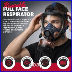 Heavy-Duty Full Face Respirator with Anti-Fog & 40mm Gas Filter Compatibility