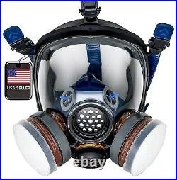 In Stock PD100 Full Face Gas Mask Respirator ASTM Dual Activated Charcoal Filter