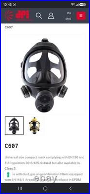 Italian Sekur C607 MKII CE0426 M/1072 One Size Respirator/ Protective / Gas Mask