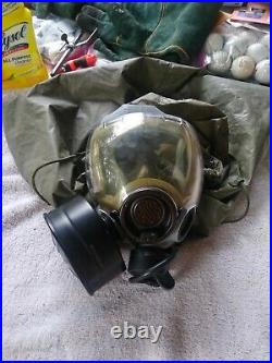 MSA Millennium 40mm Respirator Gas Mask, S + Full Hood Can is new! Size Small