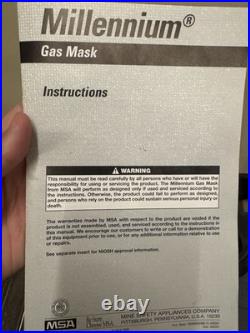 MSA Millennium MEDIUM Full Face Gas Mask WithClear Lens Outsert Unused