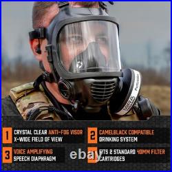 M Certified CBRN Full Face Gas Mask Reusable Respirator Professional Grade