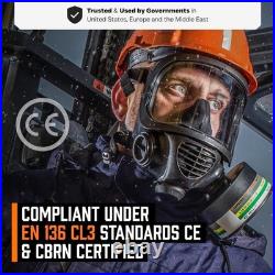 M Certified CBRN Full Face Gas Mask Reusable Respirator Professional Grade