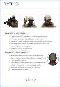 Military NATO K10 CBRN Chemical Gas Mask Respirator & 1 NBC Filter & Clear Visor