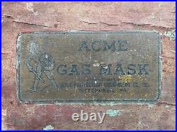 Military Style Acme Full Vision Miner Gas Mask Cannister Hose #4 in Box Complete