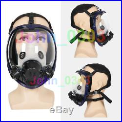 New Electric Supplied Air Fed Full Face Gas Mask Respirator System Two Air Inlet