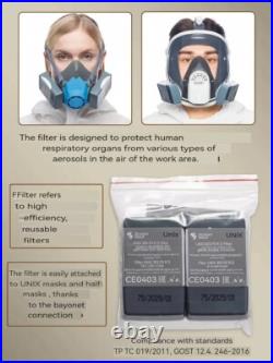 New! Russian Army Gas Panoramic mask Unix 5100 Black+ 3 filter