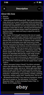 PAPR, Powered Air Purifying Respirator with 40mm Gas Mask Filters