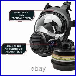 PS NB 100 Black Lens Gas Mask Full Face Respirator with 40mm NB1 Defense Filter