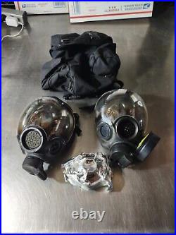 Pair Of Millennium CBRN 40mm Gas Masks Sz Medium Genuine MSA With Filters + Bag