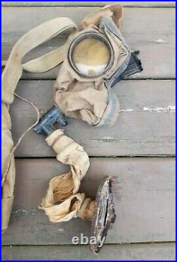 Rare Original WW1 WWI Small Box Respirator Gas Mask with Bag 1917 Dated
