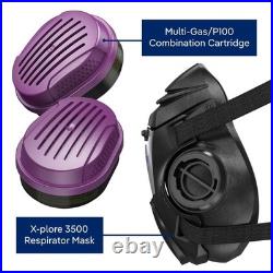 Respirator Mask with Multi-Gas/P100 Cartridge NIOSH Certified, OV/AG/HF/FM/CD/