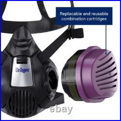 Respirator Mask with Multi-Gas/P100 Cartridge NIOSH Certified, OV/AG/HF/FM/CD/
