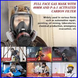 Reusable Full Face Gas Mask Set with Activated Carbon Filters Unisex Adult