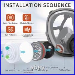 Reusable Full Face Respirator Mask, Gas Mask with 10 PCS Particulate Filter Cott