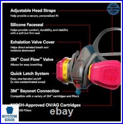 Reusable Respirator Medium NIOSH Approved P100 OV AG Cartridge Quick Latch