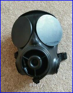 S10 Gas Mask Respirator Size 2 Rubber Black Out Lens Caps Bondage Fetish Latex