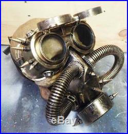 STEAMPUNK MASK GOGGLES set Distressed Gold Steampunk Respirator Gas Mask