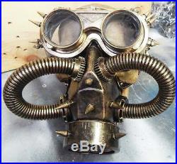 STEAMPUNK MASK GOGGLES set Distressed Gold Steampunk Respirator Gas Mask