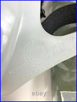 Scott Gray Millennium 40mm Respirator Gas Mask, M + Bag Filter Clear Outsert NOS