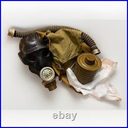 ShMS Black Gas Mask Soviet Cold War Respirator Size? 2 Military Collectible