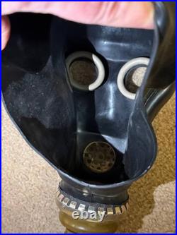 ShMS Black Gas Mask Soviet Cold War Respirator Size? 2 Military Collectible